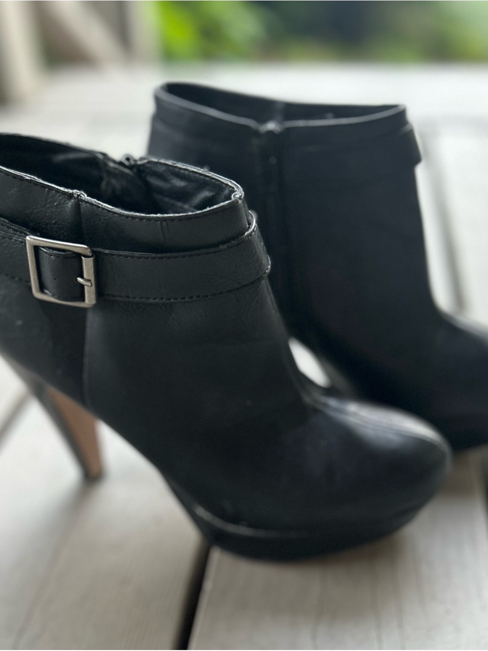 Madden Girl Black Faux-Leather Ankle Booties with Buckle